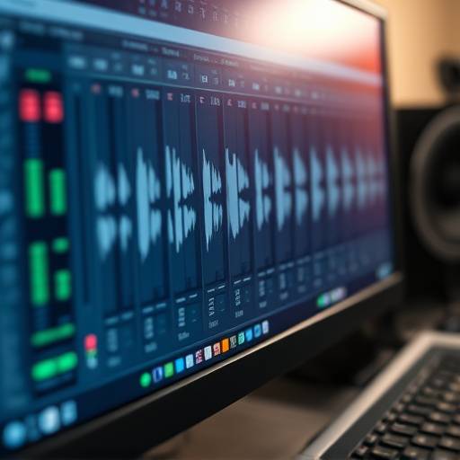 Close-up of a computer screen showing audio mixing and mastering software.