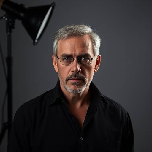 Professional photographer taking a portrait in a studio.